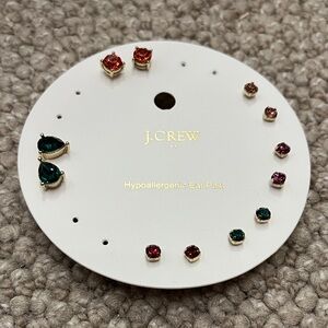 J. Crew Red, Pink and Green Stud Earring Set -5 pairs